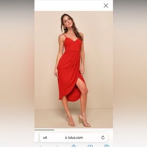 Lulus Reinette Rust Red Midi Dress
